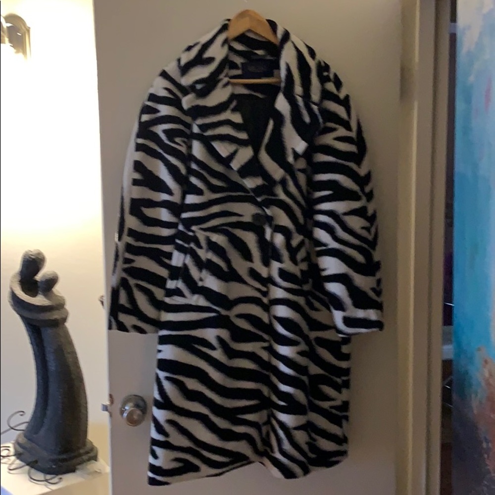 Rachel Roy Zebra Print Coat : Size Large